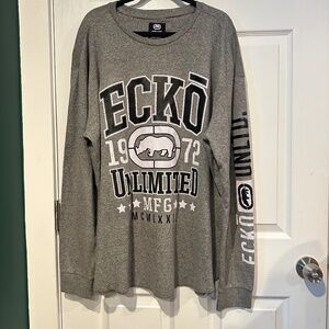 Ecko Unltd Gray Y2K Streetwear Men's Thermal Graphic Logo Long Sleeve APPROX 4XL